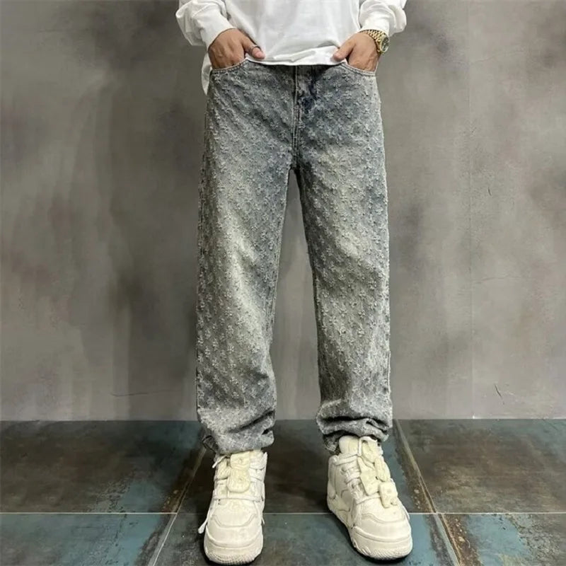 Jacquard Wide-Leg Jeans