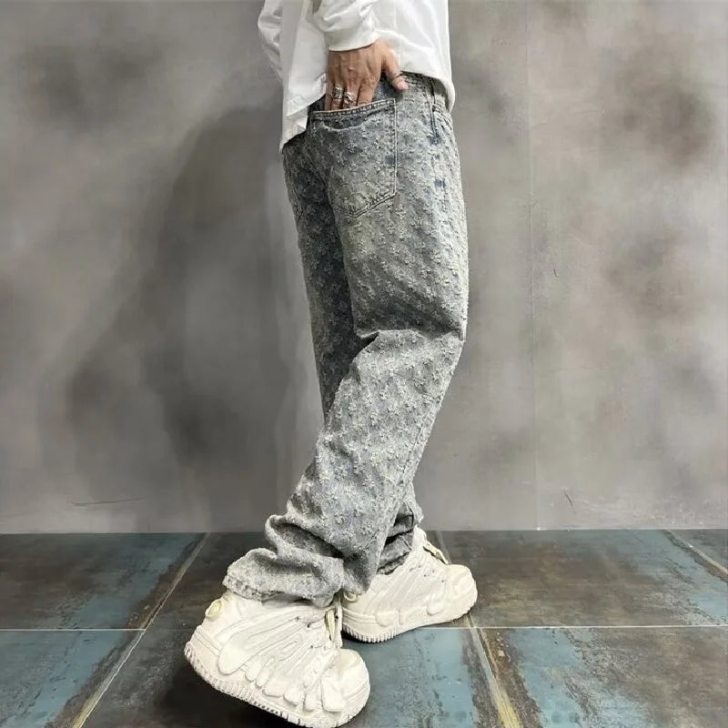 Jacquard Wide-Leg Jeans
