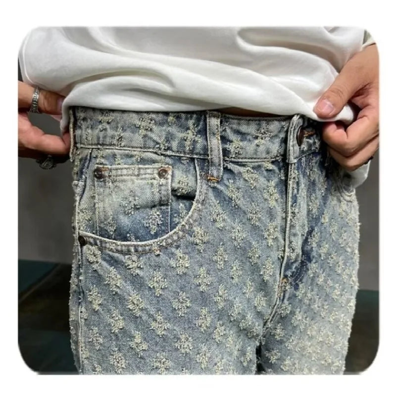 Jacquard Wide-Leg Jeans